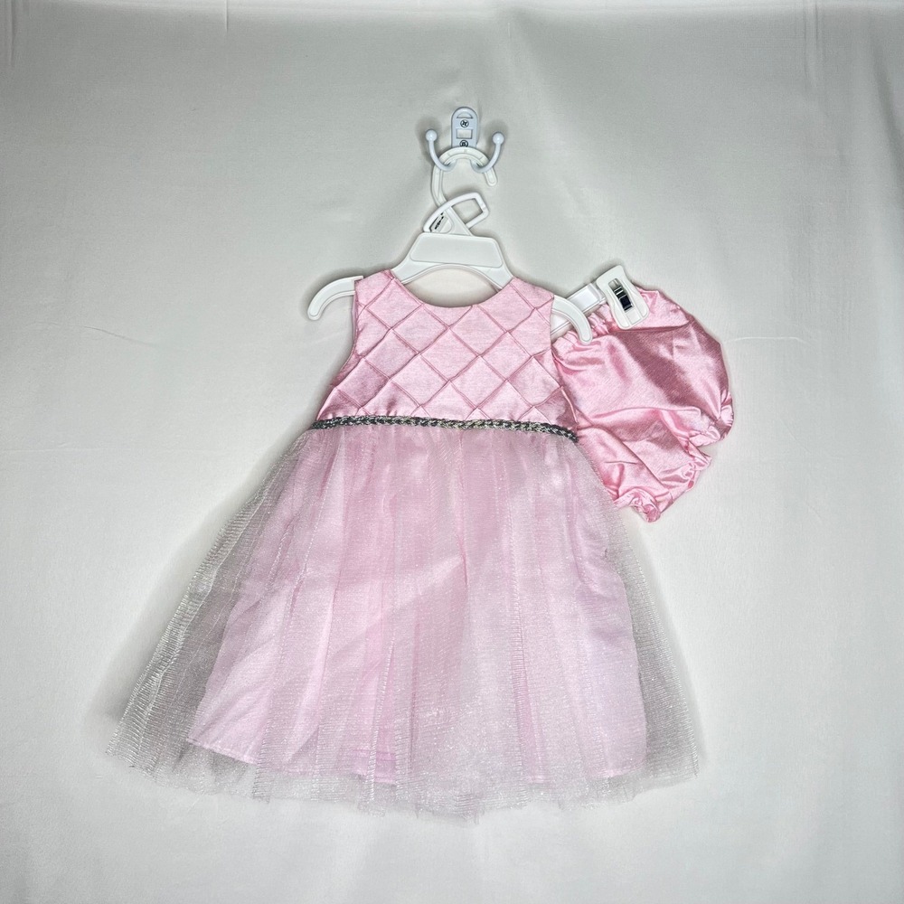 Marmellata Baby Girl Pink Sparkly Dress‎ & Bloomers 6-9 Months Tulle Princess